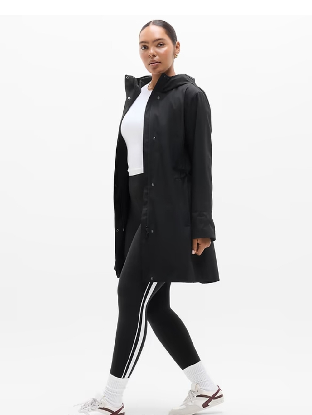 NWT Athleta Black Rigdeline Hooded Rain Coat